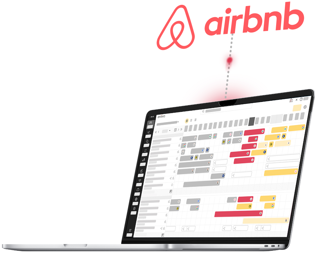 Airbnb syncing up to eviivo booking calendar on laptop screen